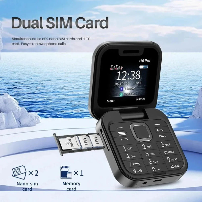 2024 New Mini Flip Mobile Phone 2 SIM Card Small Display Foldable Cell Phone