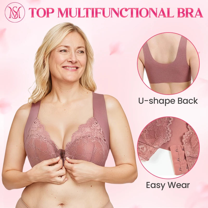 Seamless Front Closure Wire-free Push Up Bra